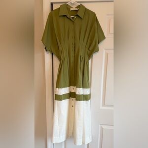 Anthropologie Green and White Dress